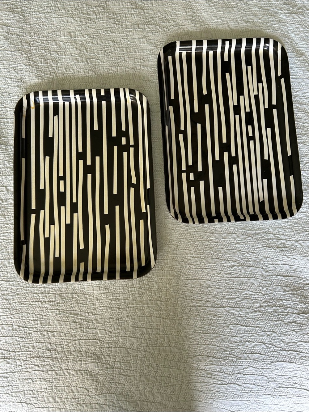 IKEA-Set of 2 Black & White Striped Serving Trays - Picture 2 of 6